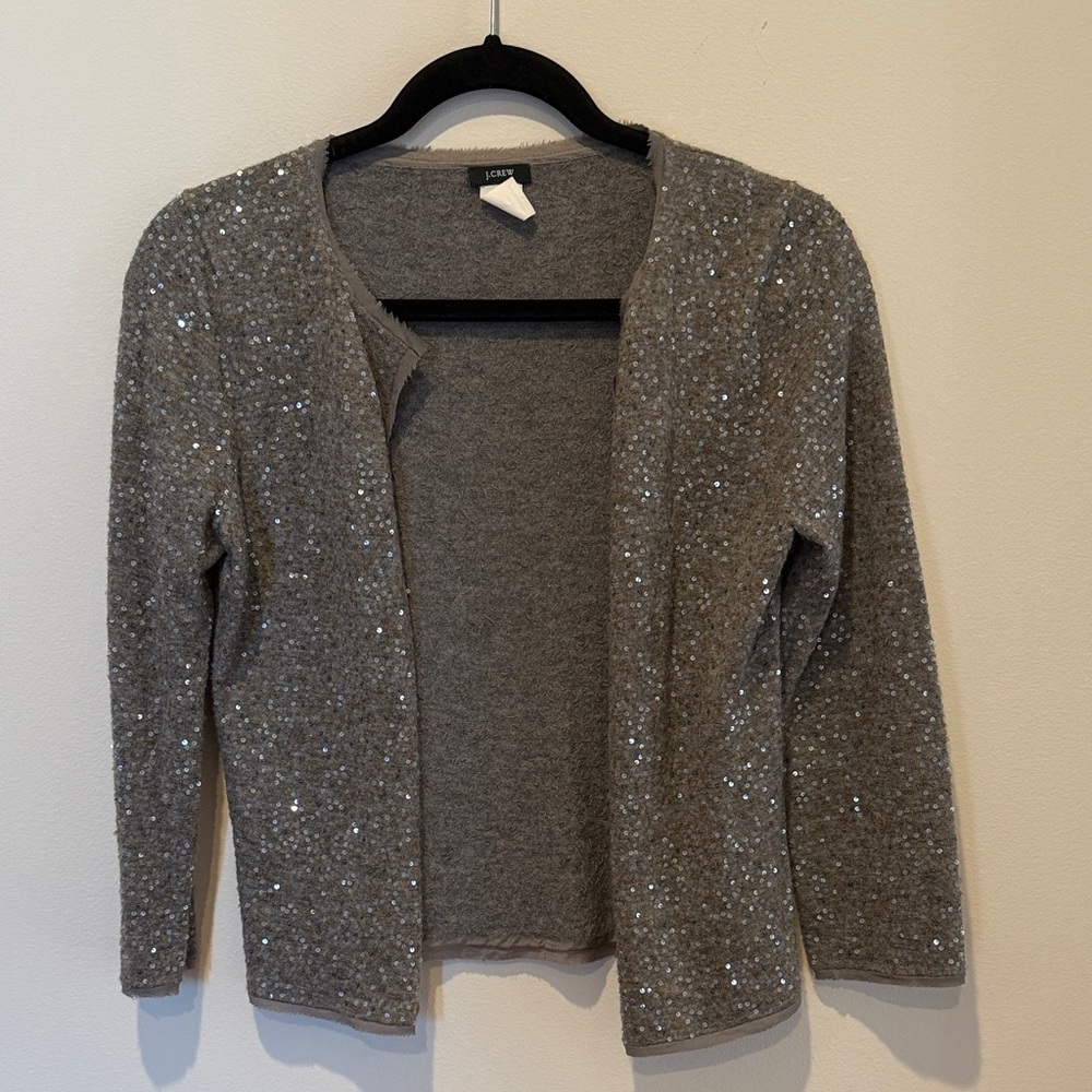 J. Crew Gray Wool Blend Sweater with Sequence